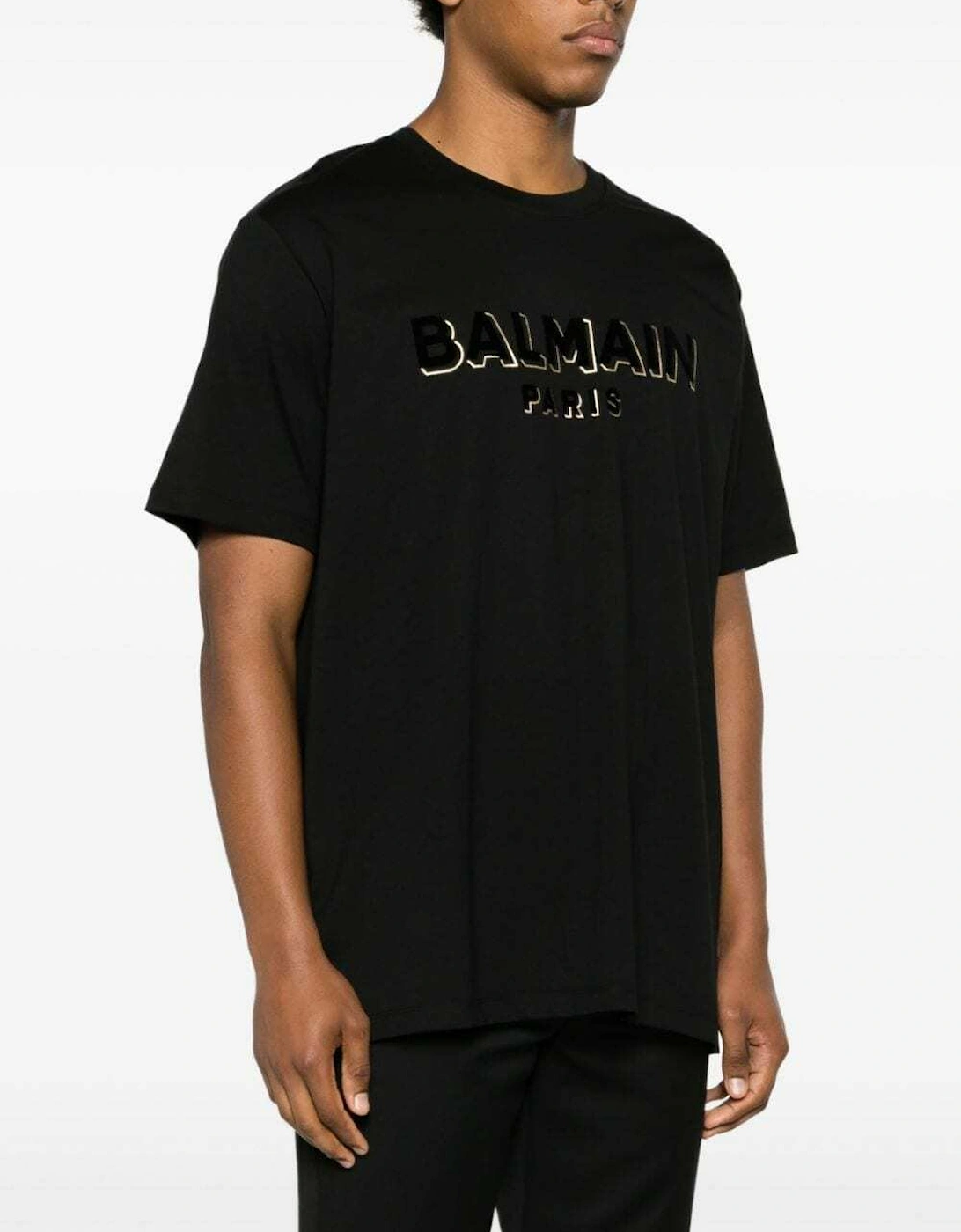 Metallic Velvet Flock T-Shirt Black Gold