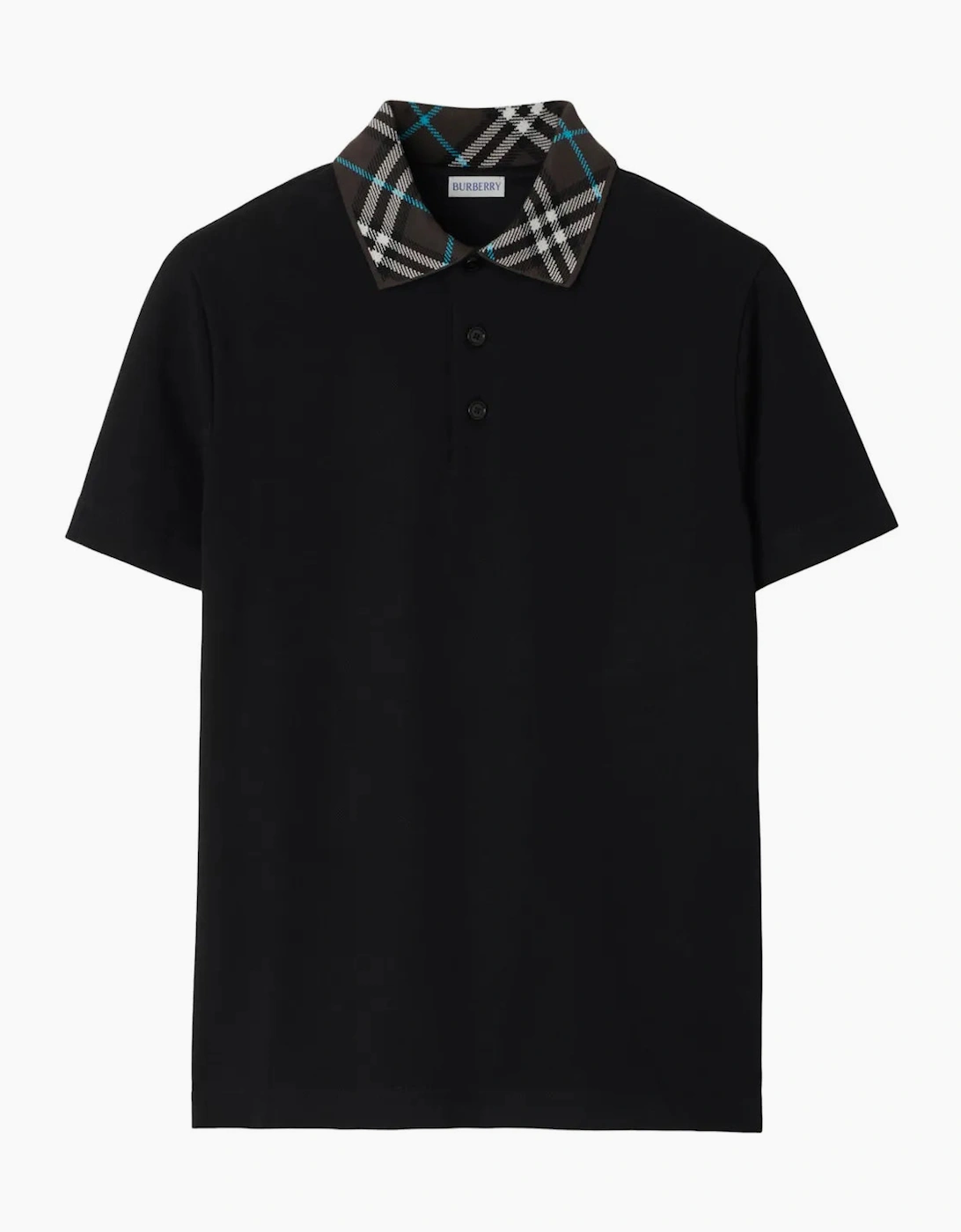 Burberry Men's Burberry Checked Collar Polo Shirt Black