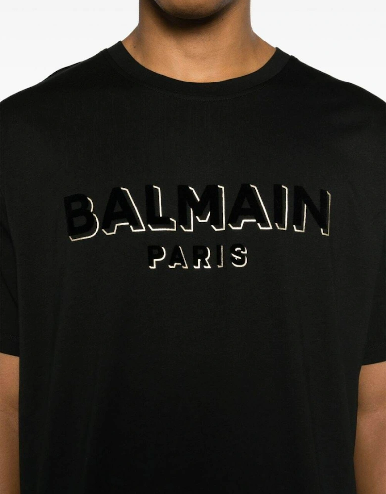 Metallic Velvet Flock T-Shirt Black Gold