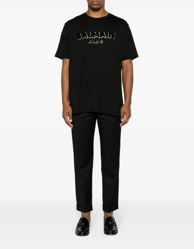 Metallic Velvet Flock T-Shirt Black Gold