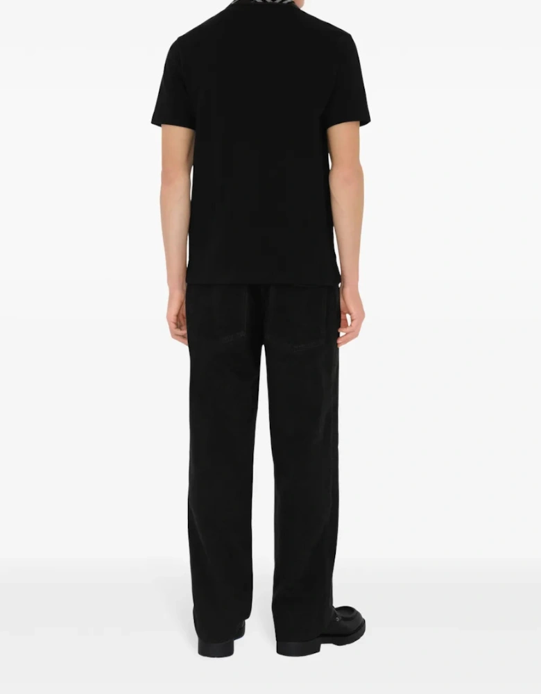 Checked Collar Polo Shirt Black