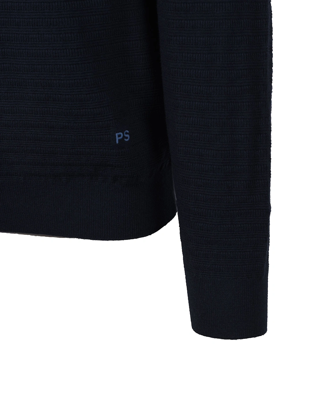Long Sleeve Knitted Polo Dark Navy