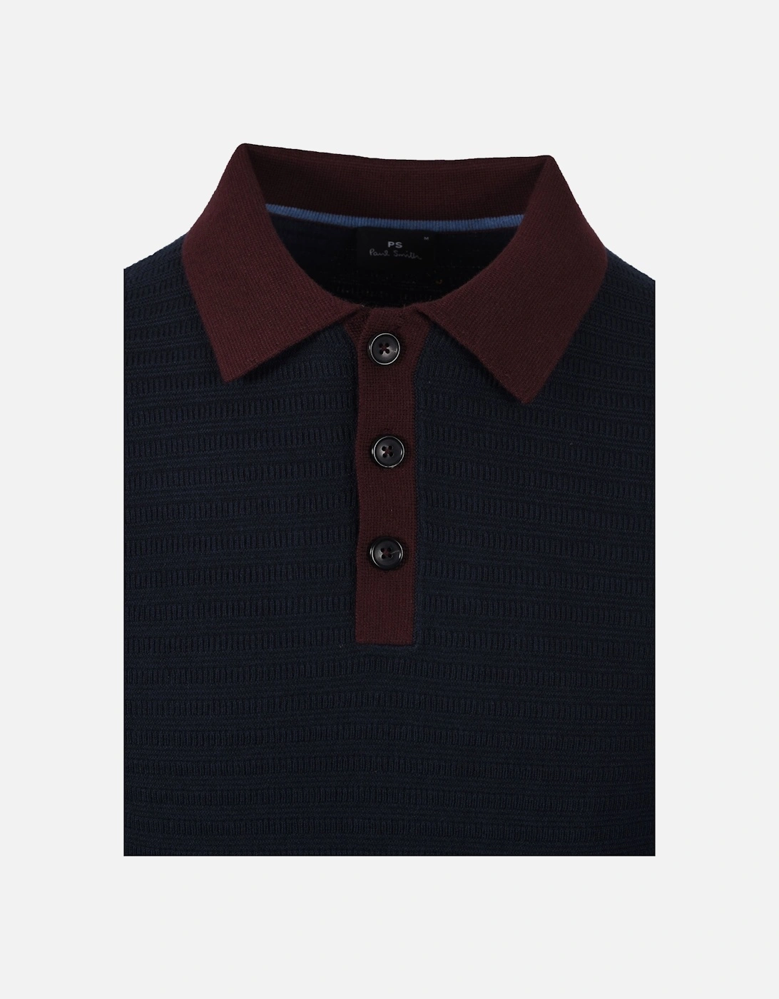 Long Sleeve Knitted Polo Dark Navy