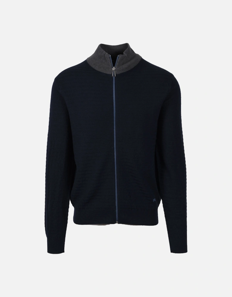 Zip Through Cardigan Dark Navy