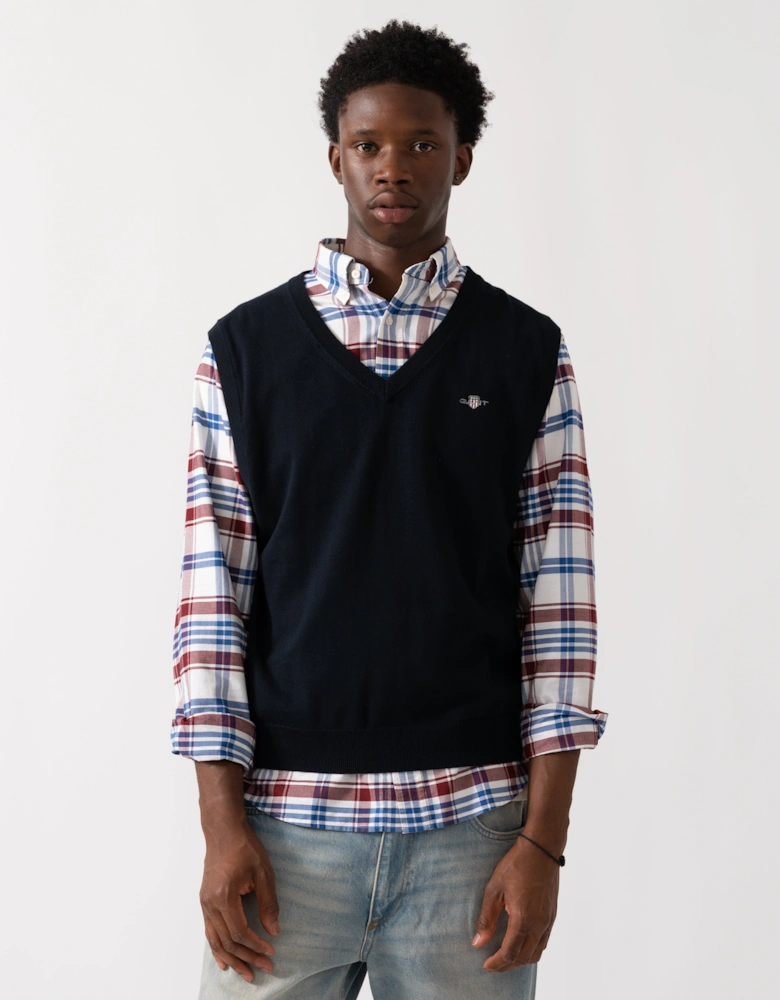Mens Classic Cotton Knit Vest - 433 Evening Blue