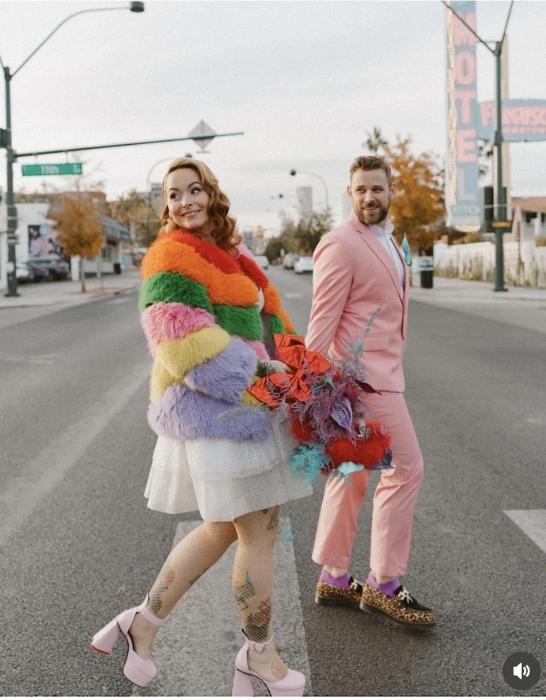 Gaga Faux Fur Striped Rainbow Coat, 7 of 6
