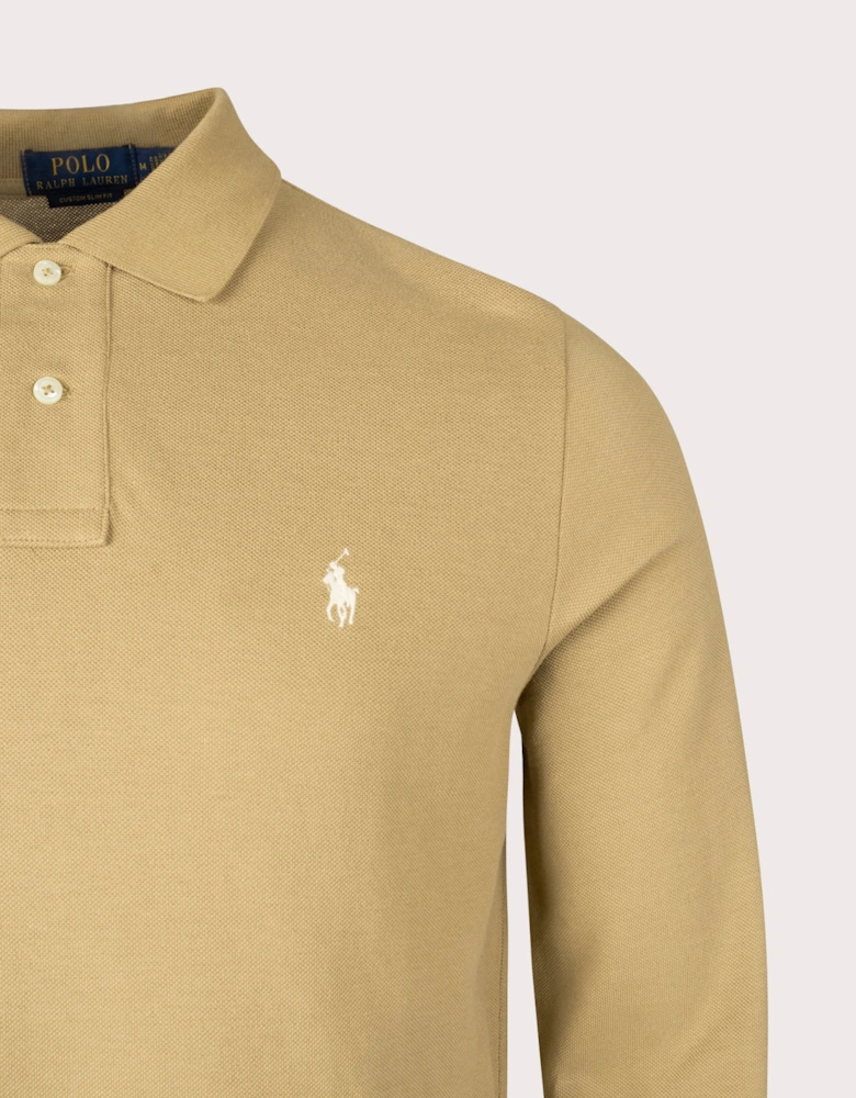Custom Slim Fit Long Sleeve Polo Shirt