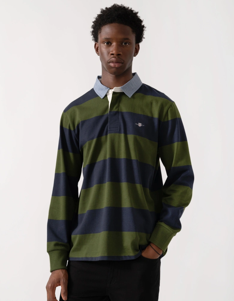 Mens Regular Fit Chambray Stripe Heavy Rugger - 360 Country Green