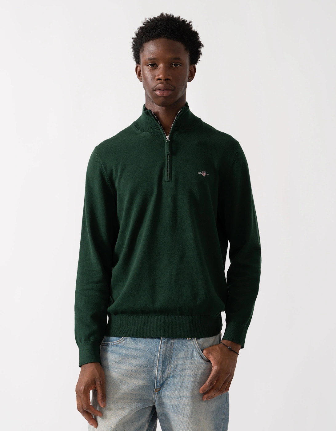 Mens Classic Cotton Half Zip Jumper, 2 of 1