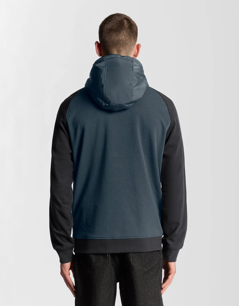 Half Raglan Sleeve Panneled Hoodie