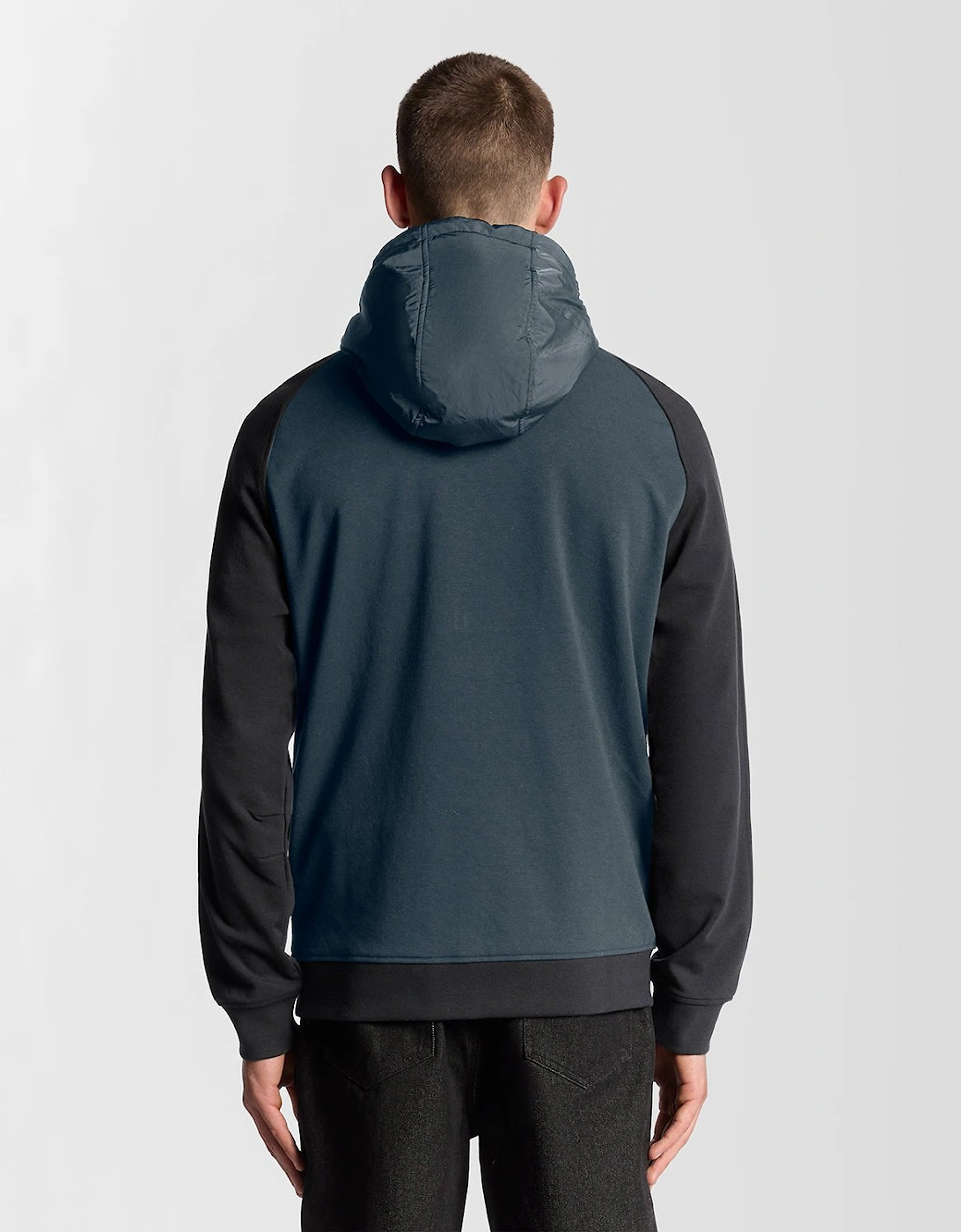 Half Raglan Sleeve Panneled Hoodie