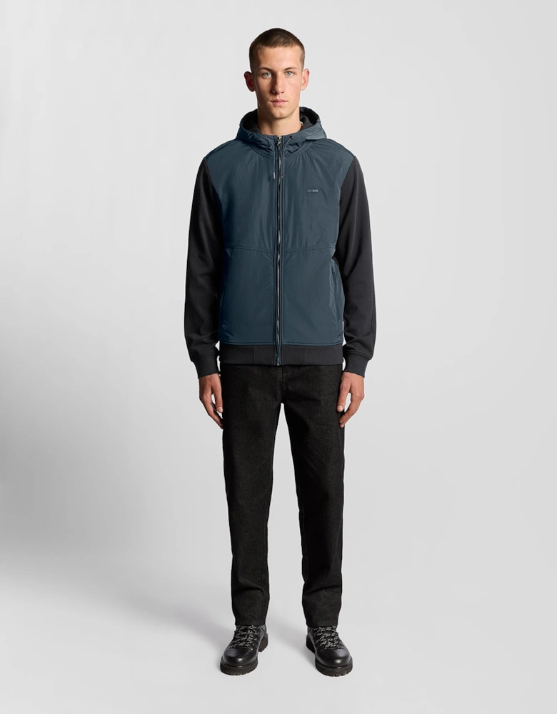 Half Raglan Sleeve Panneled Hoodie