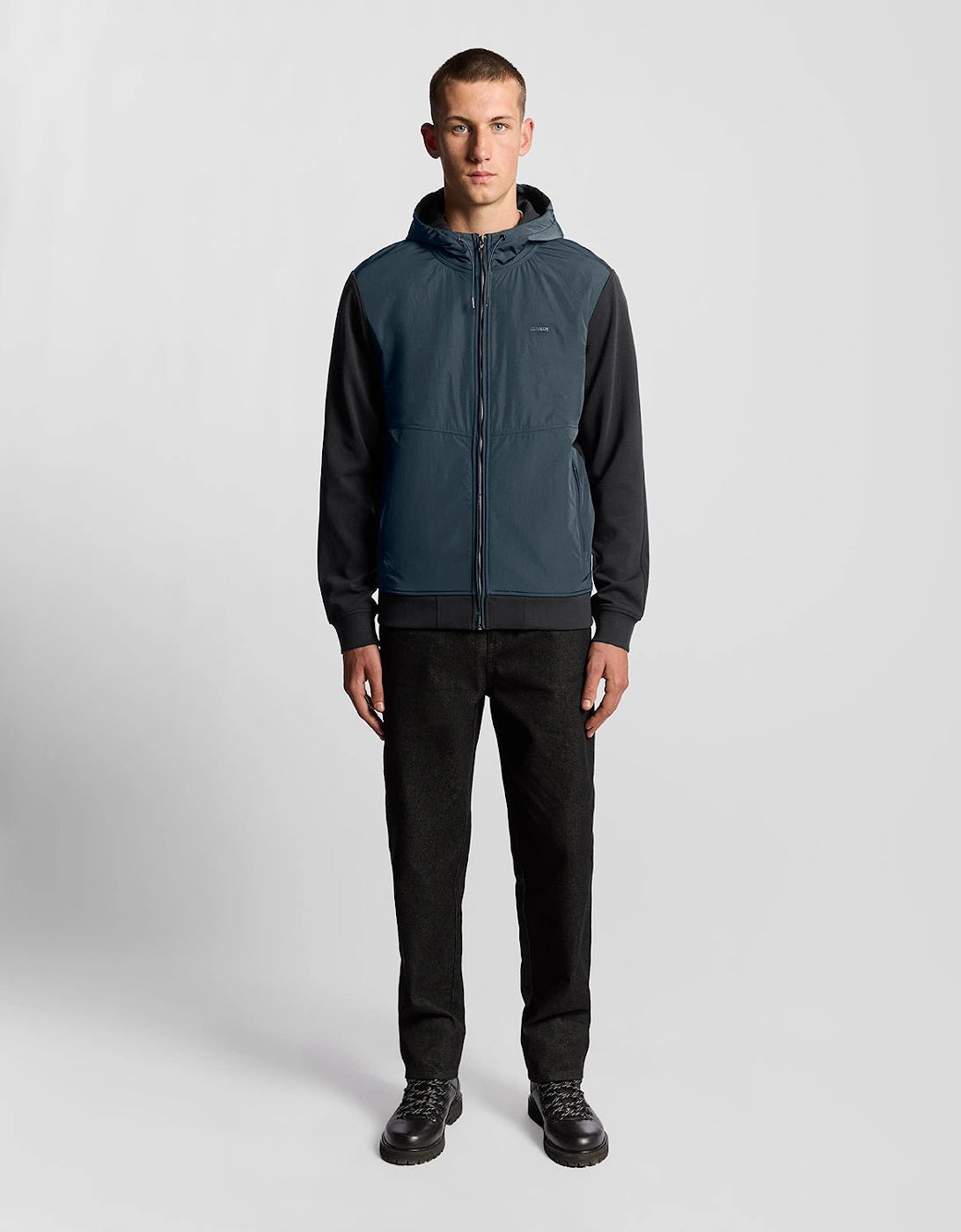 Half Raglan Sleeve Panneled Hoodie