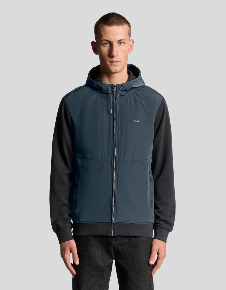 Half Raglan Sleeve Panneled Hoodie