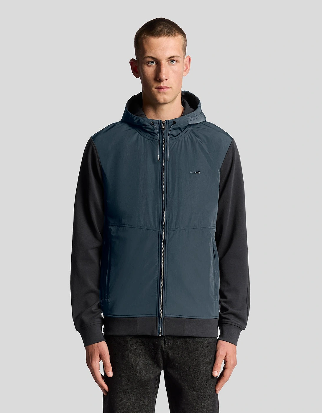 Lyle And Scott Men's Navy Half Raglan Sleeve Panneled Hoodie - : 44 Xxl