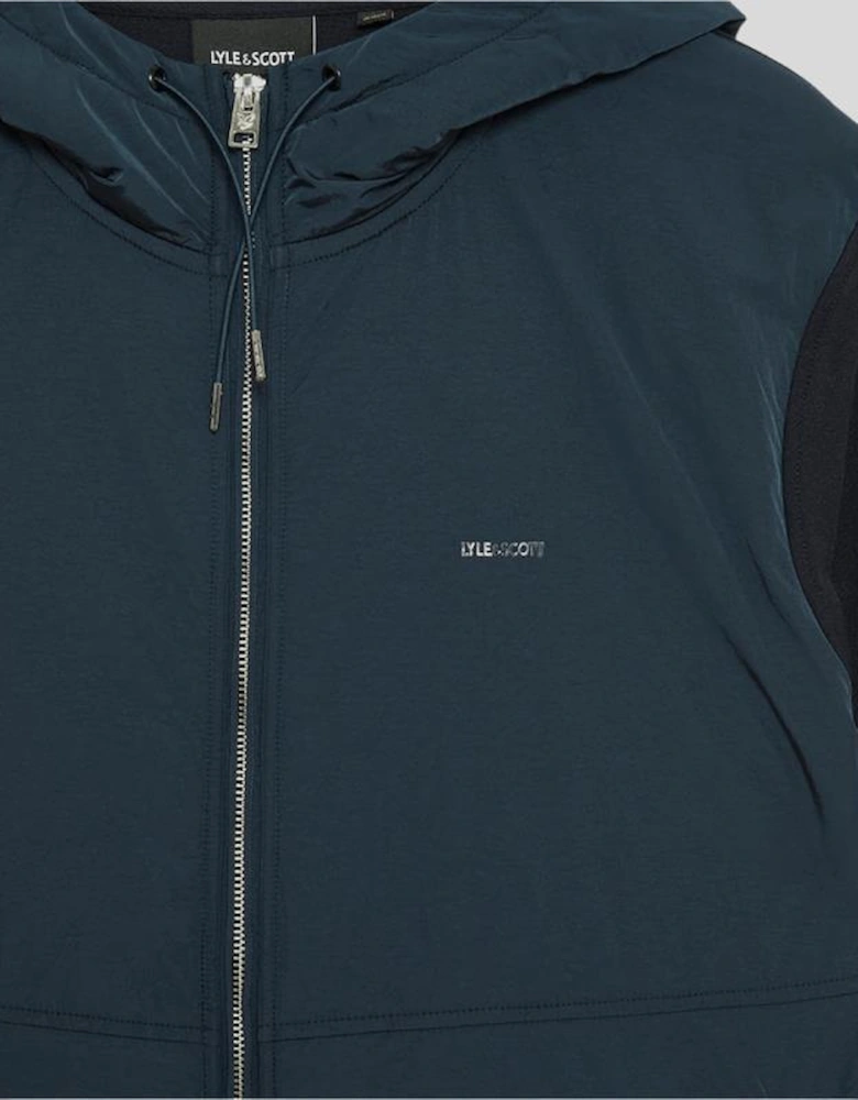 Half Raglan Sleeve Panneled Hoodie