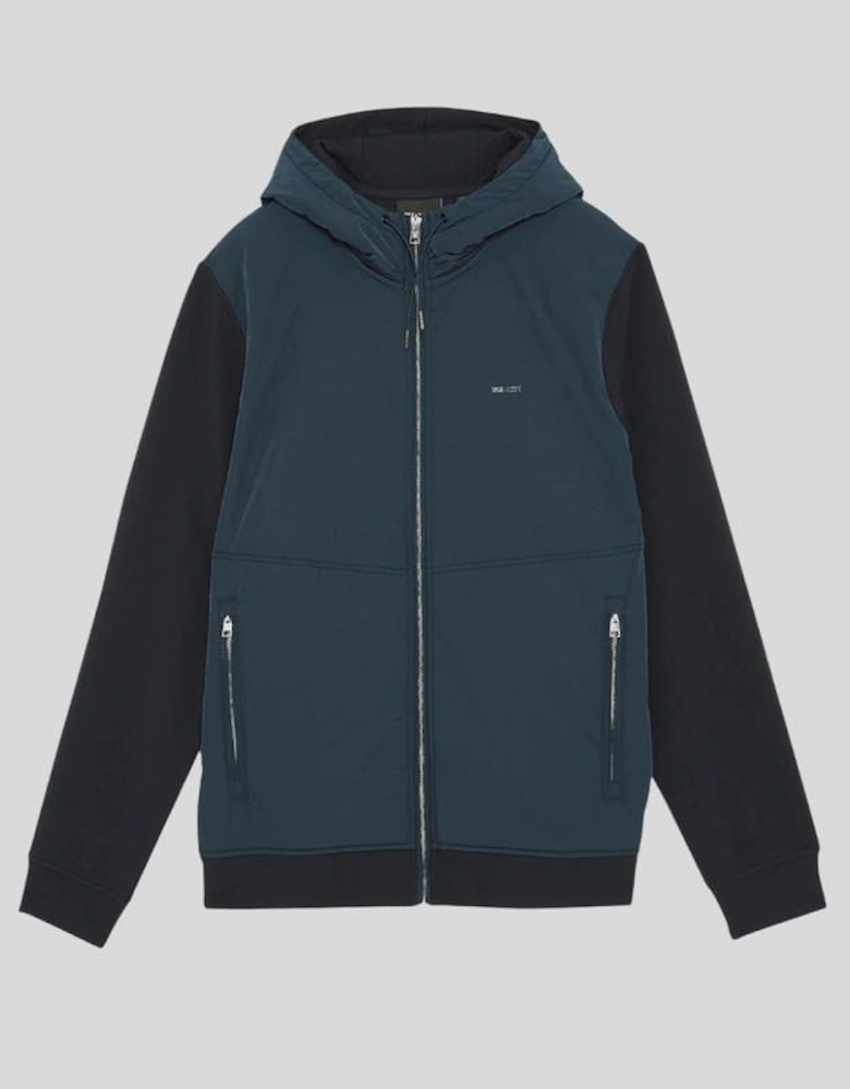 Half Raglan Sleeve Panneled Hoodie
