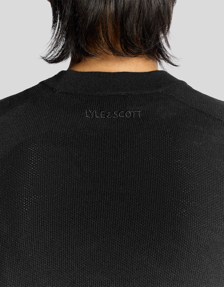 Pique Knit Mock Neck Jumper