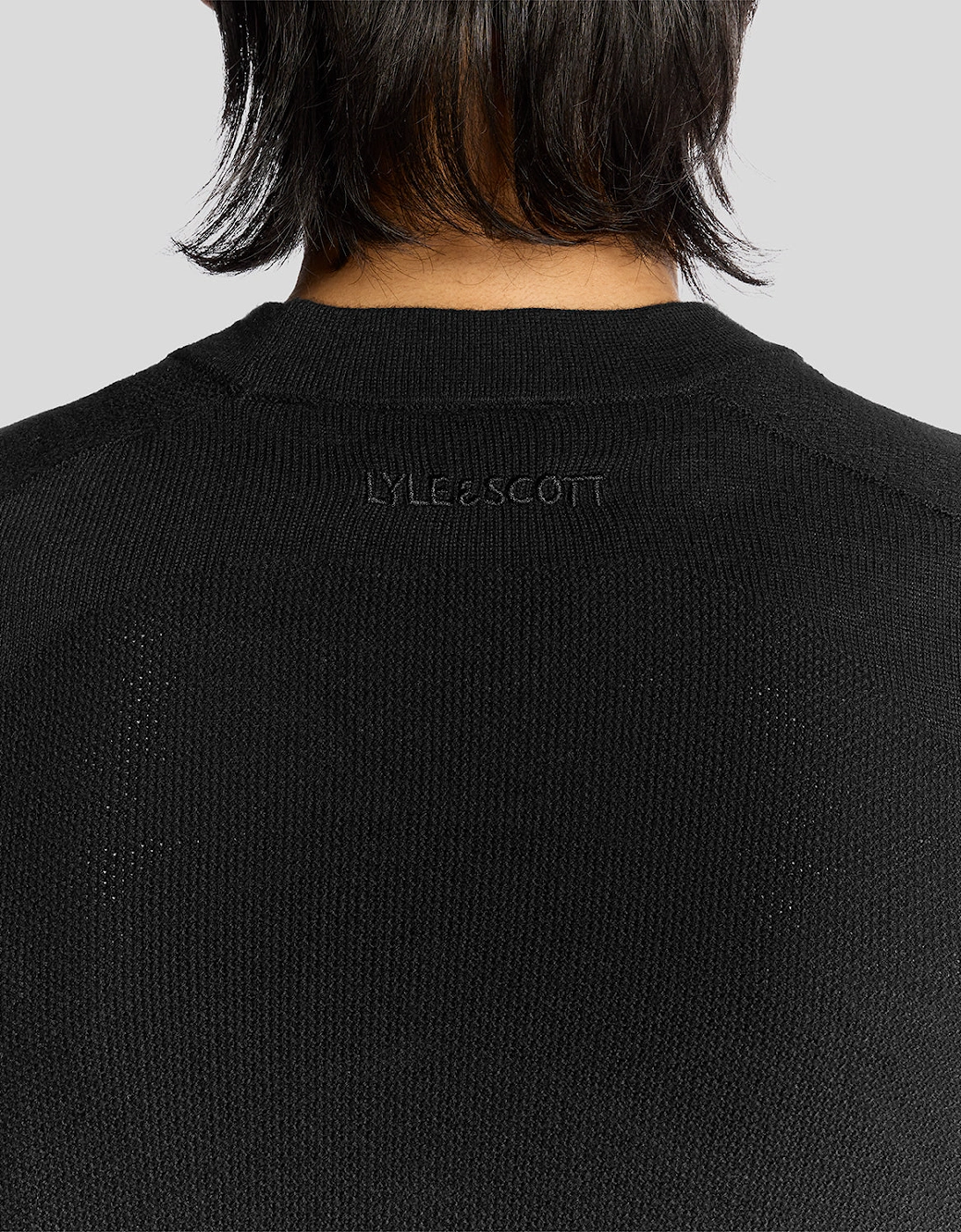 Pique Knit Mock Neck Jumper