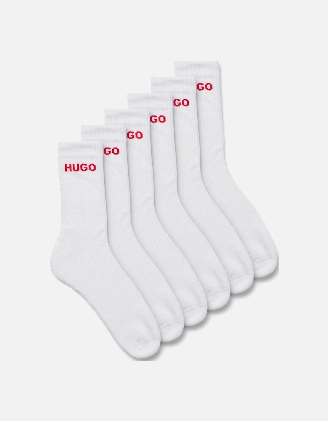 HUGO 6 Pack QS Rib Logo Mens Combed Cotton Socks NOS, 4 of 3