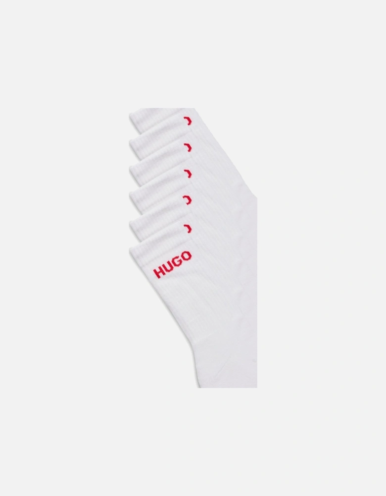 HUGO 6 Pack QS Rib Logo Mens Combed Cotton Socks NOS