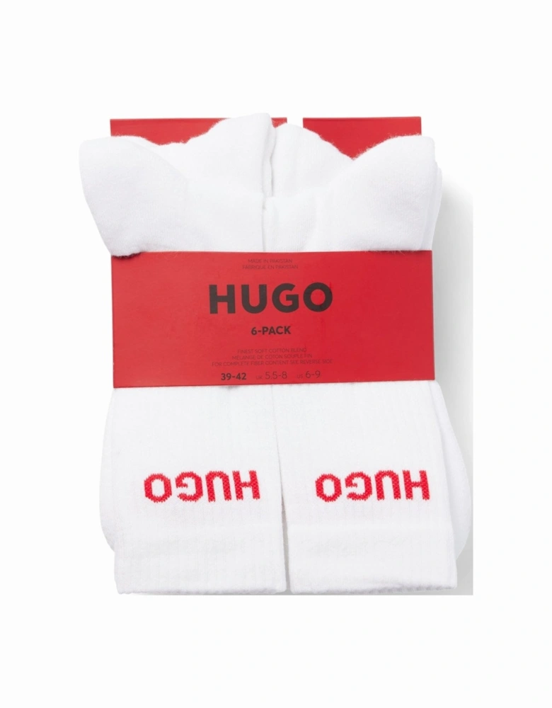 HUGO 6 Pack QS Rib Logo Mens Combed Cotton Socks NOS