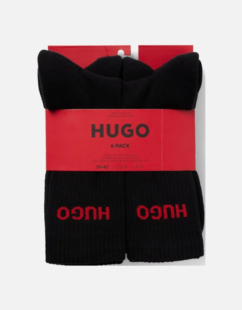 HUGO 6 Pack QS Rib Logo Mens Combed Cotton Socks NOS