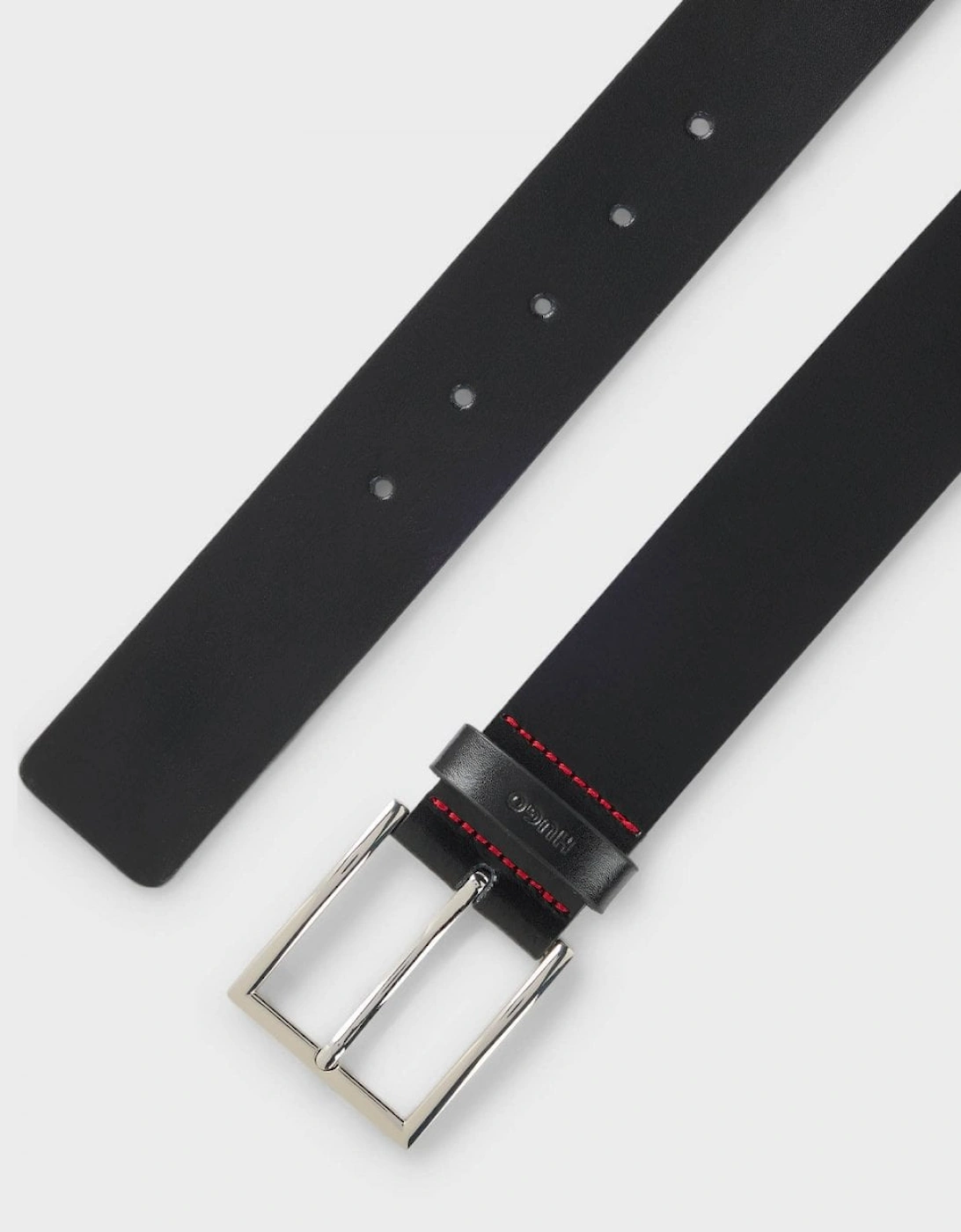 HUGO Giaspo Mens Leather Belt with Logo Keeper - Black 001