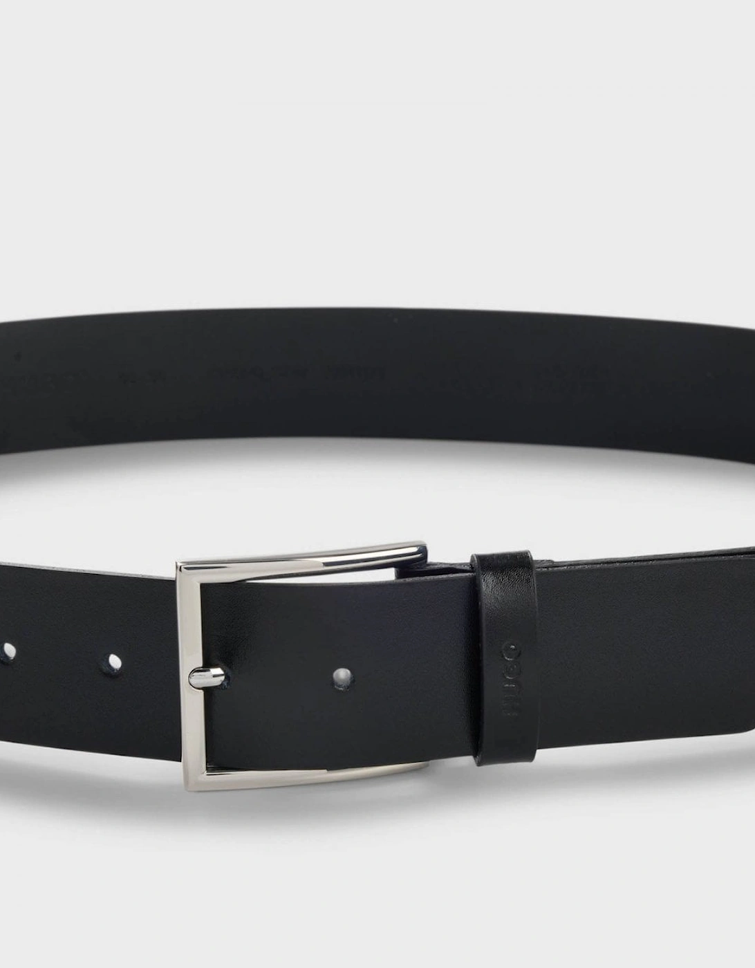 HUGO Giaspo Mens Leather Belt with Logo Keeper - Black 001
