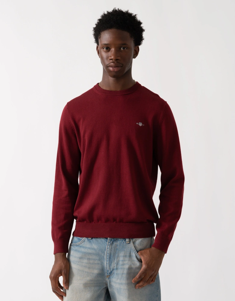 Mens Classic Cotton Crew Neck Jumper - 604 Plumped Red