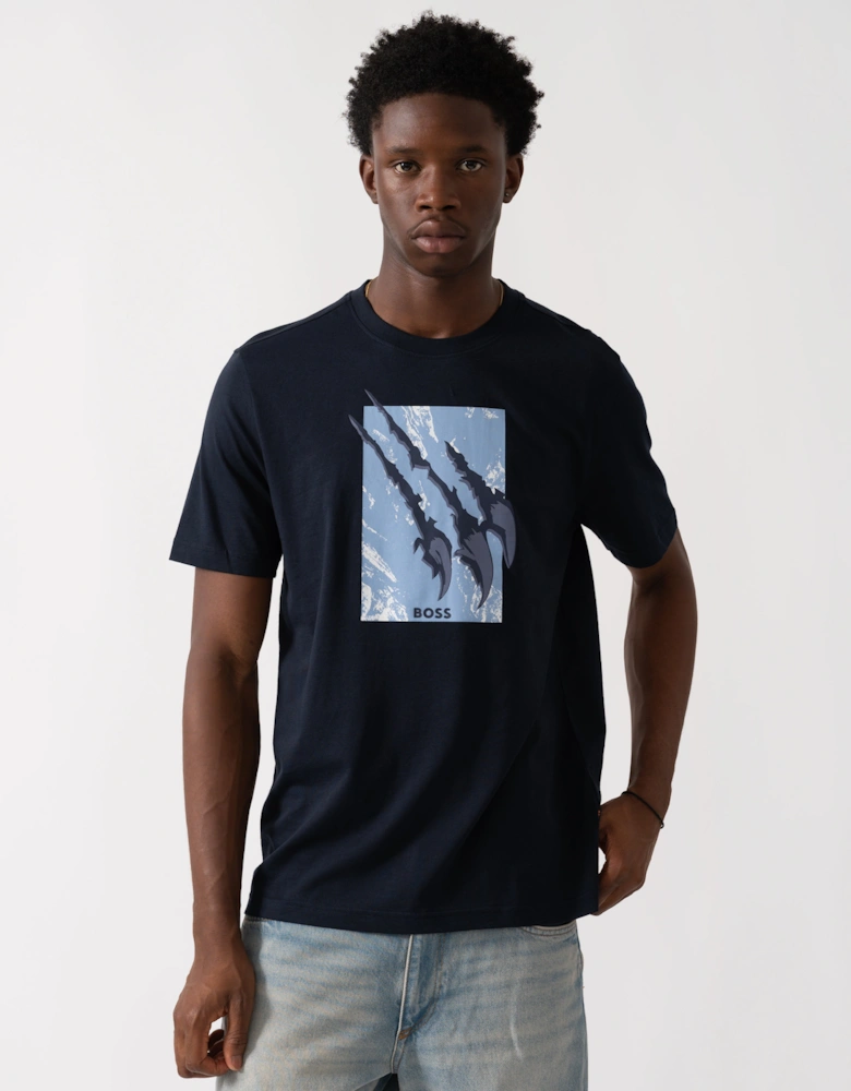 BOSS Orange Animali Mens Graphic Print T-Shirt - Dark Blue 404