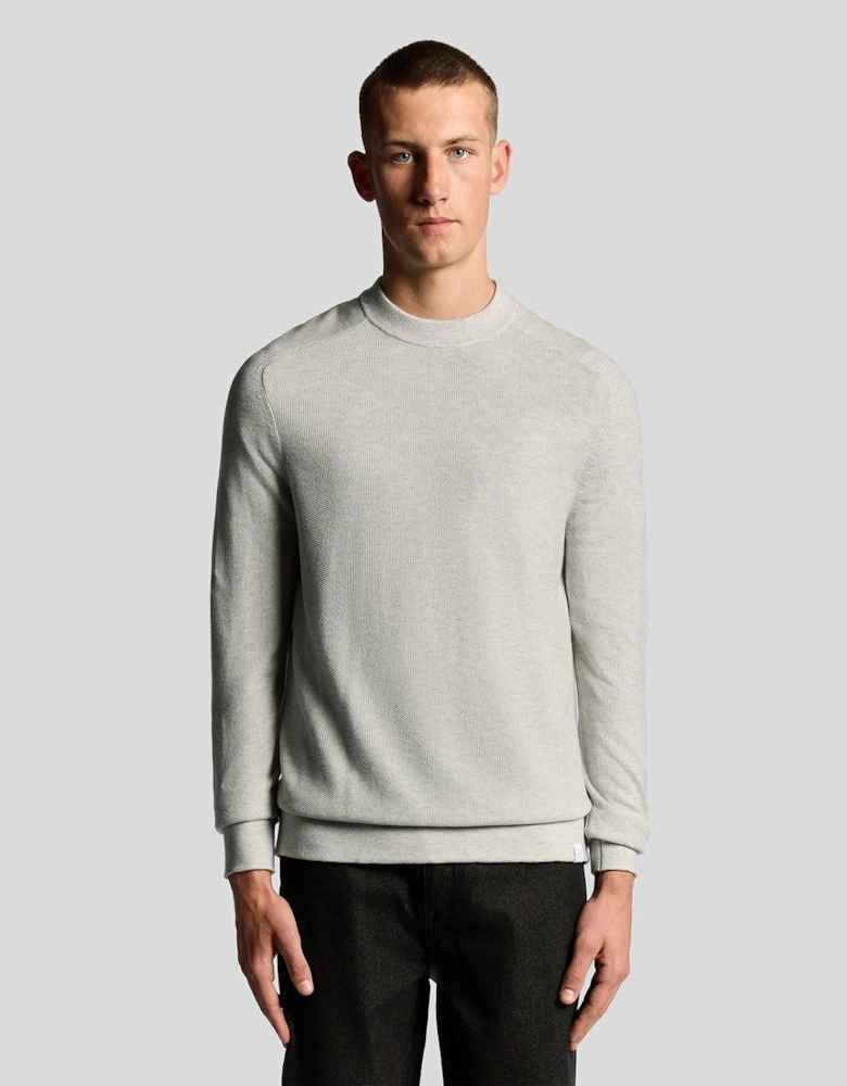 Pique Knit Mock Neck Jumper