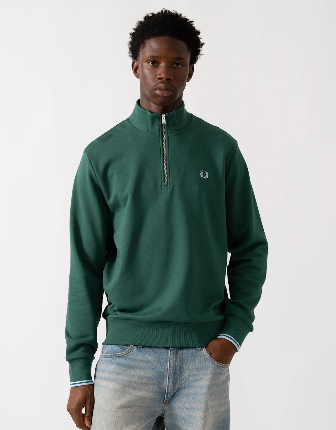 Mens Half Zip Sweatshirt - Sport Green/Track Blue Z59, 6 of 5