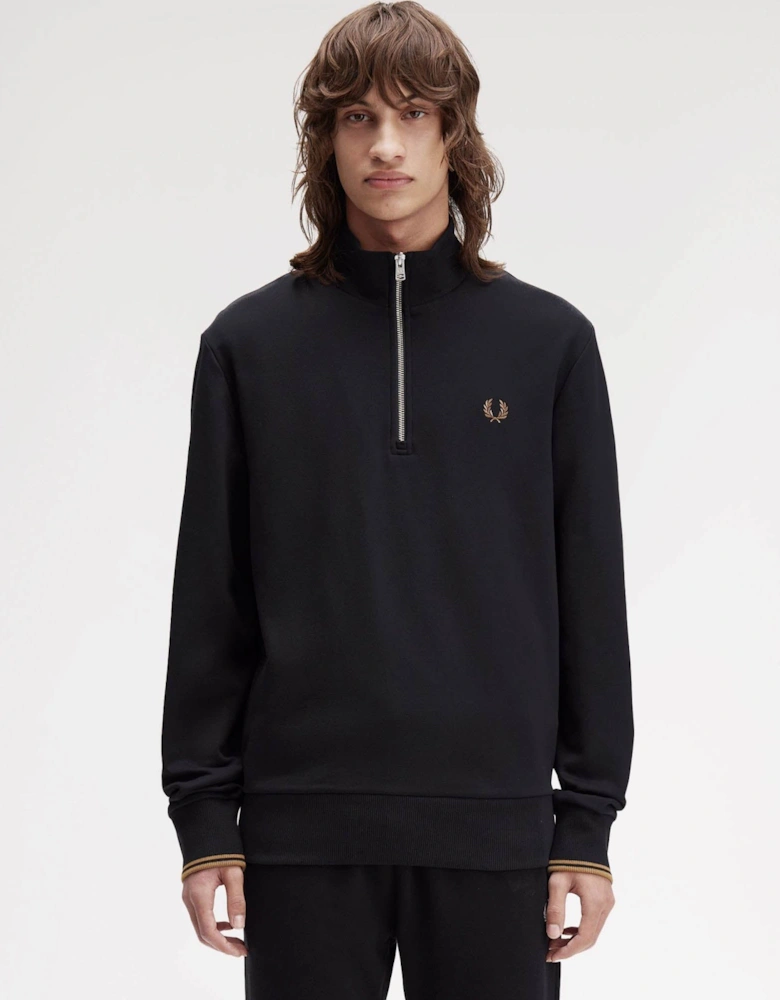 Mens Half Zip Sweatshirt - Black/Shaded Stone/Shaded Stone S77