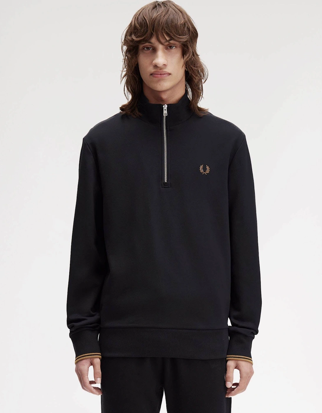 Mens Half Zip Sweatshirt - Black/Shaded Stone/Shaded Stone S77, 2 of 1
