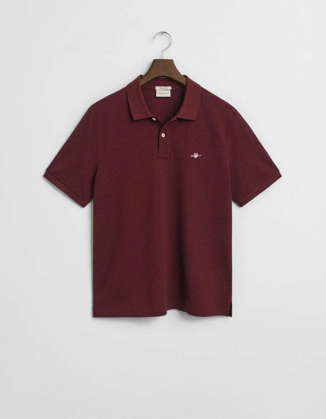 Mens Regular Fit Short Sleeve Shield Logo Pique Polo - 677 Bordeaux Melange, 2 of 1