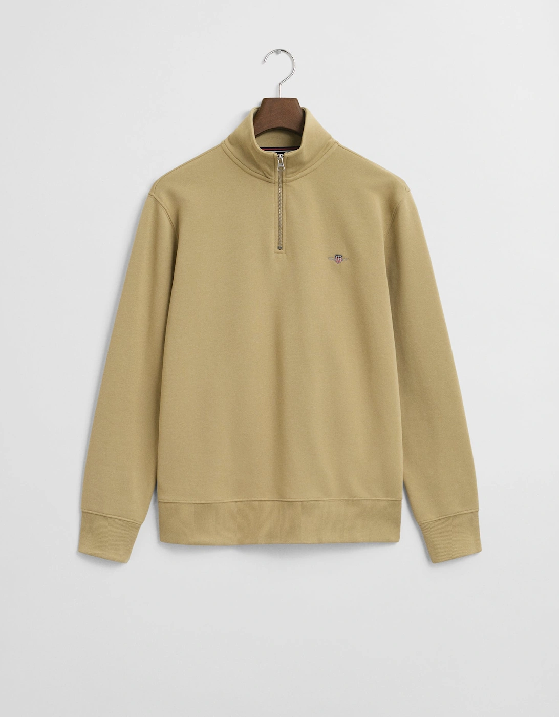 Mens Regular Fit Shield Logo Half Zip Sweatshirt - 224 Woody Beige, 2 of 1