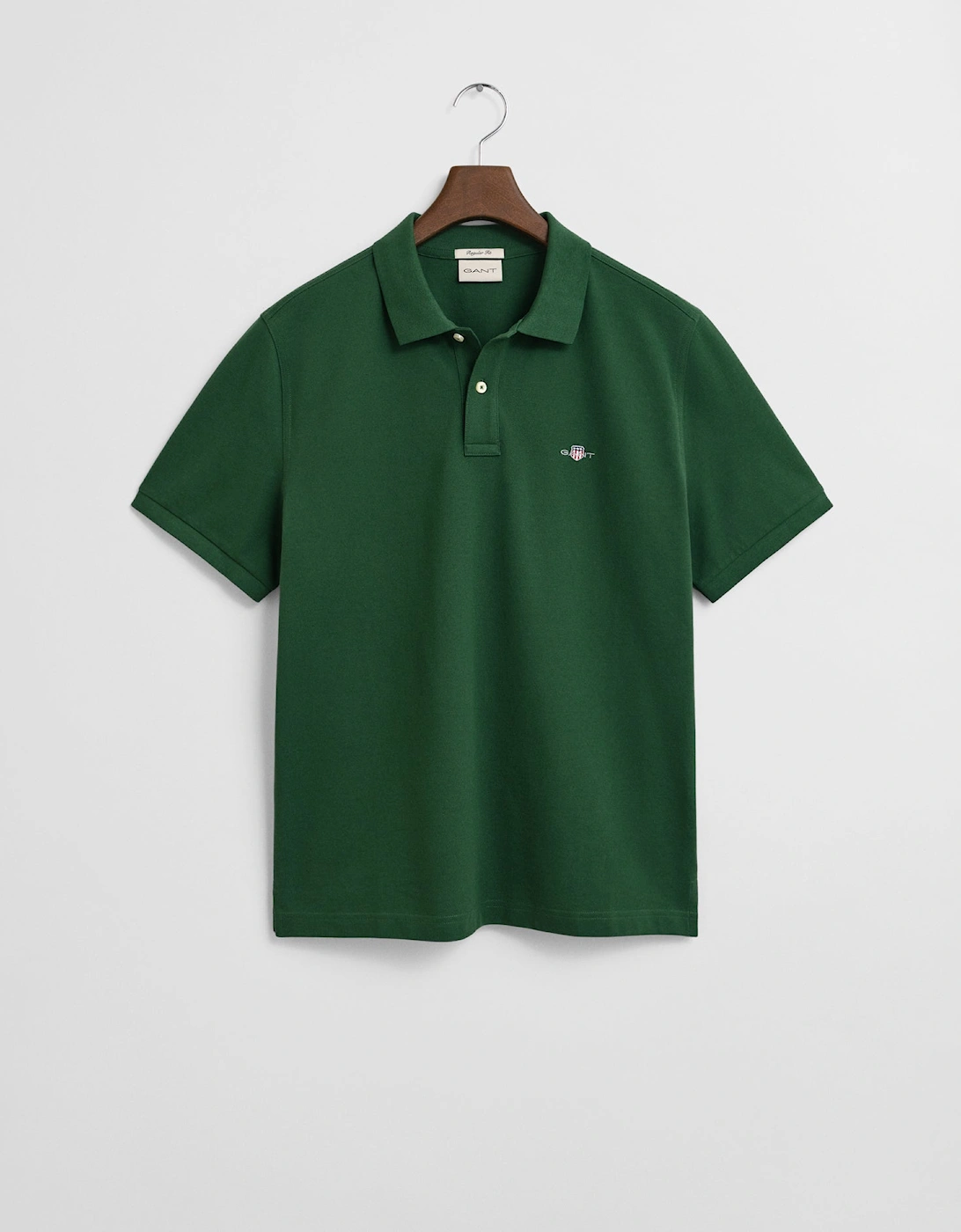 Mens Regular Fit Short Sleeve Shield Logo Pique Polo - 338 Forest Green, 2 of 1
