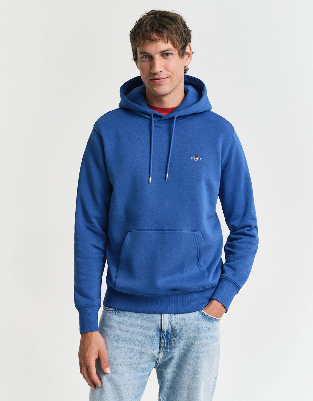 Mens Regular Fit Shield Logo Pullover Hoodie - 407 Rich Blue, 2 of 1
