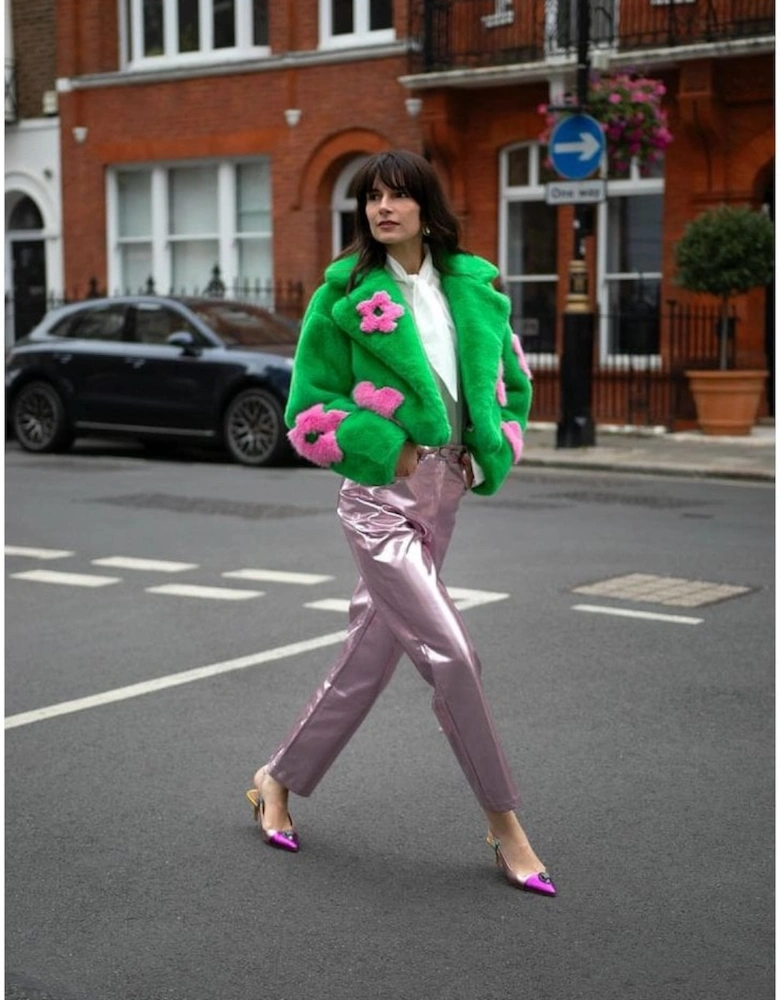 Handmade Bamboo Cropped Jacket with Flower Design