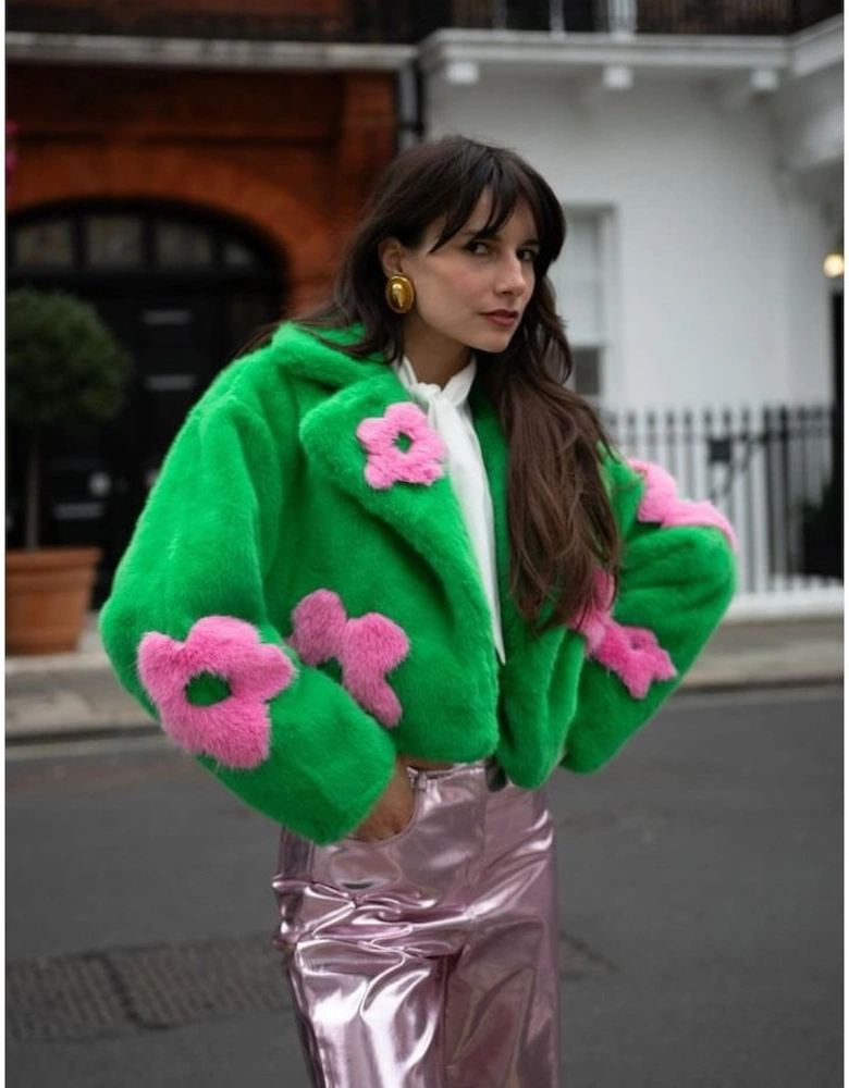 Handmade Bamboo Cropped Jacket with Flower Design