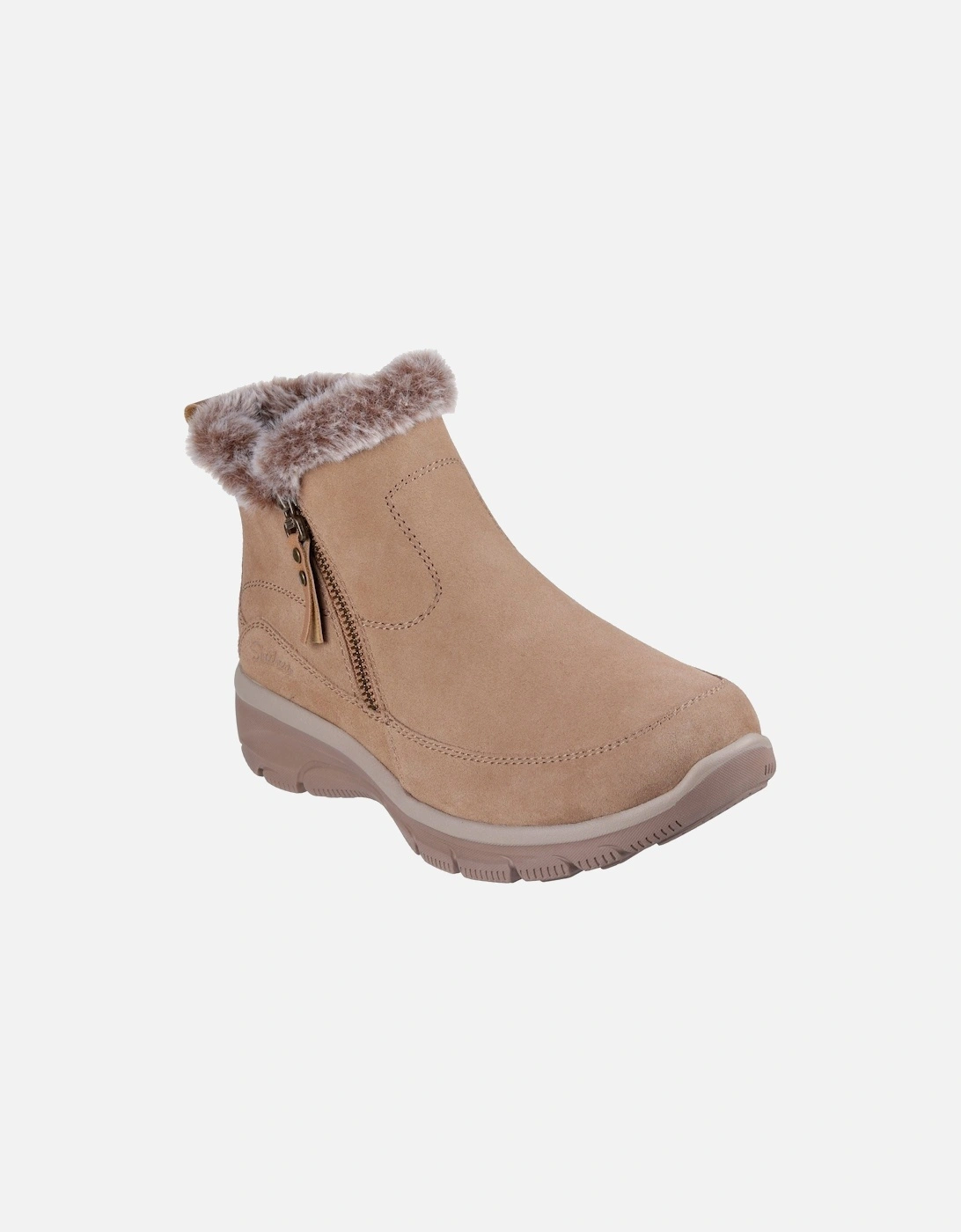 Easy Going Cool Zip! Leather Women's Tan Winter Ankle Boots, 6 of 5
