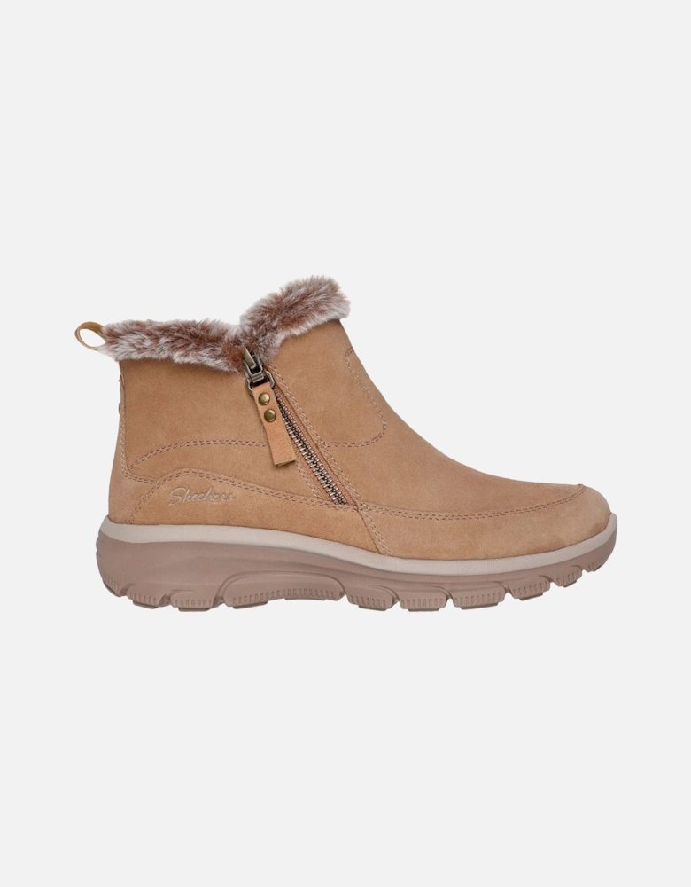 Easy Going Cool Zip! Leather Women's Tan Winter Ankle Boots