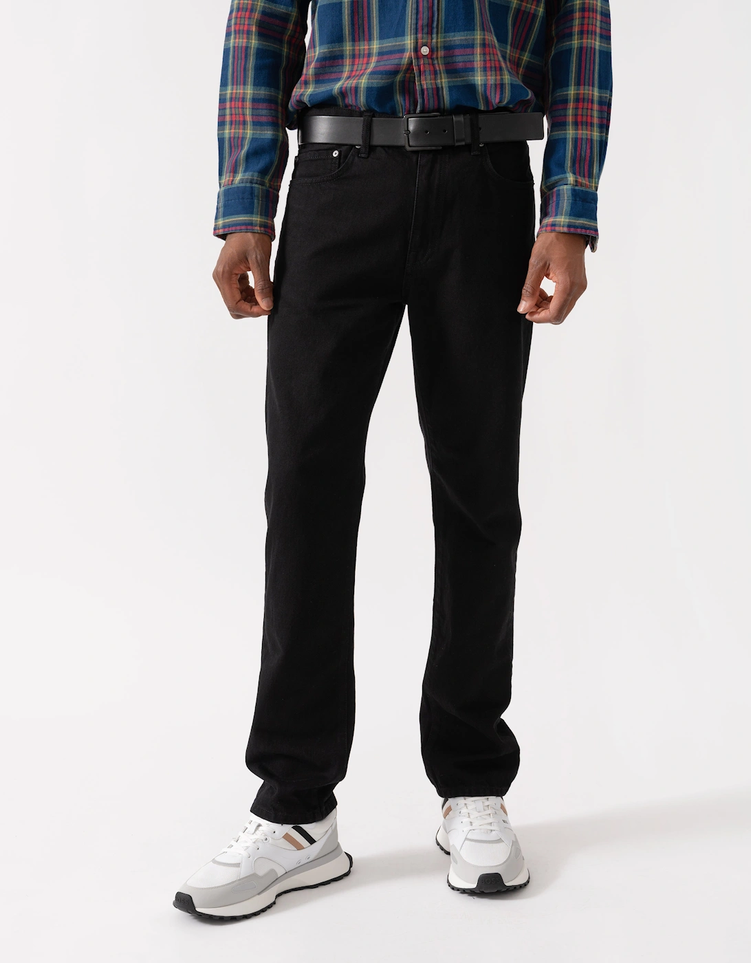B69 Mens Raw Denim Jeans - Black, 2 of 1