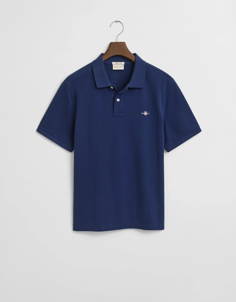 Mens Regular Fit Short Sleeve Shield Logo Pique Polo - 423 Persian Blue