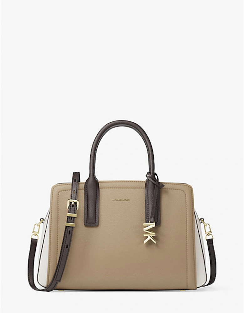 Laila Medium Color-Block Pebbled Leather Satchel