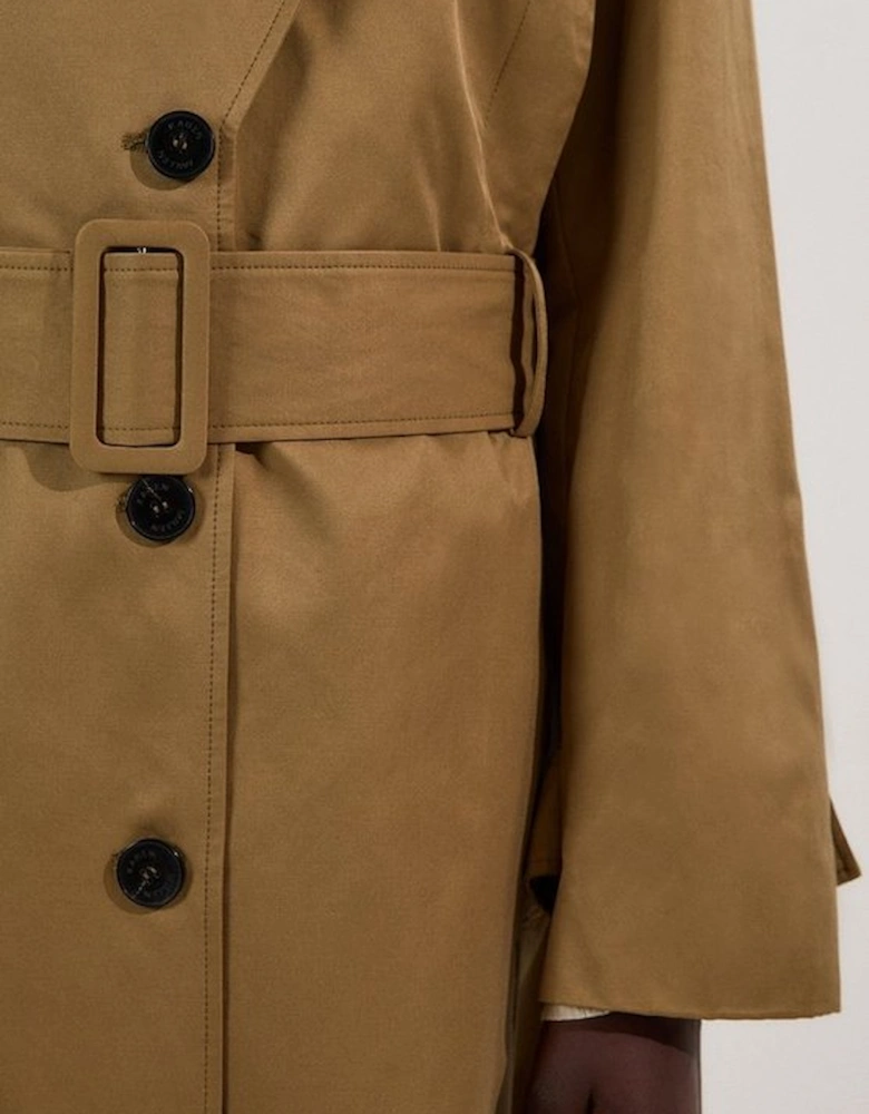 Strong Shoulder Belted Maxi Trench Coat