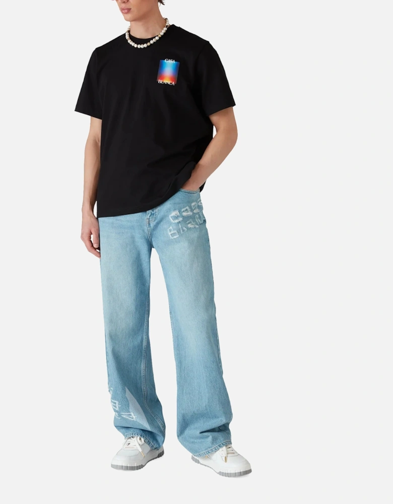 Mens T Shirts Gradient Casa Logo Regular Fit Crew Neck Cotton Top Tee