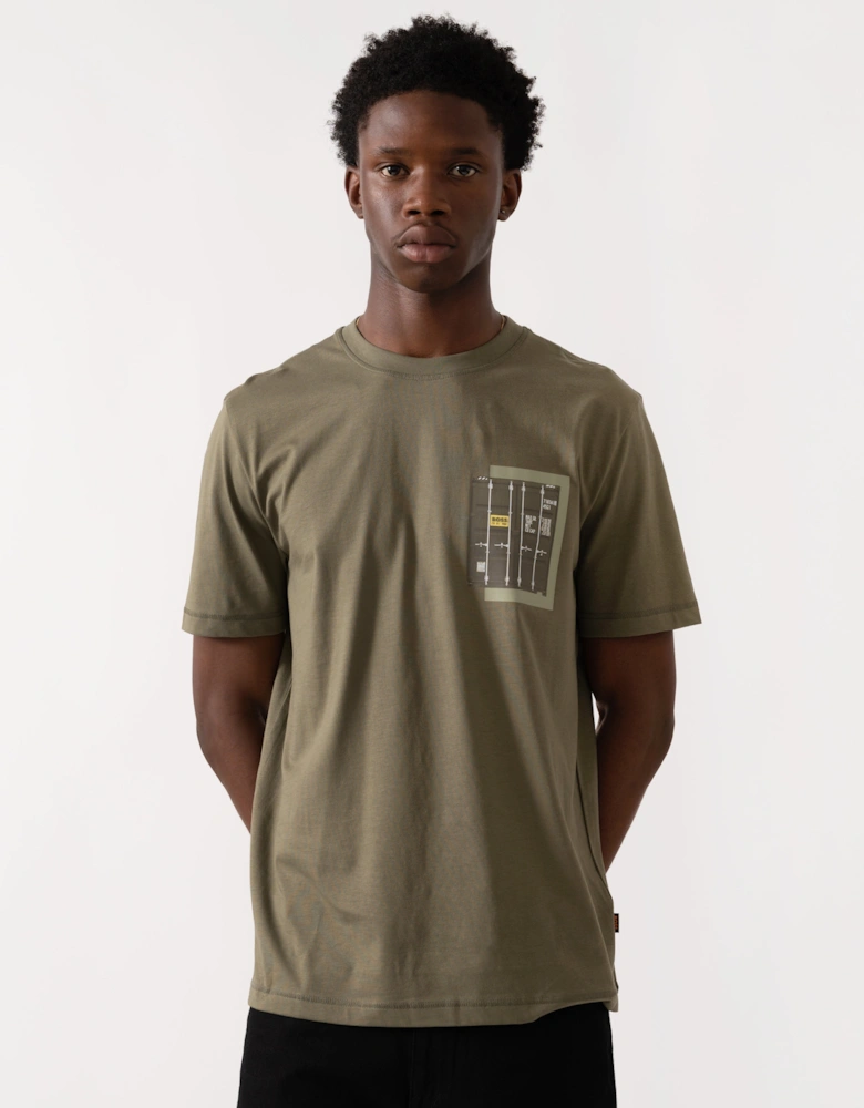 BOSS Orange Te Container Mens Graphic Print T-Shirt - Open Green 342