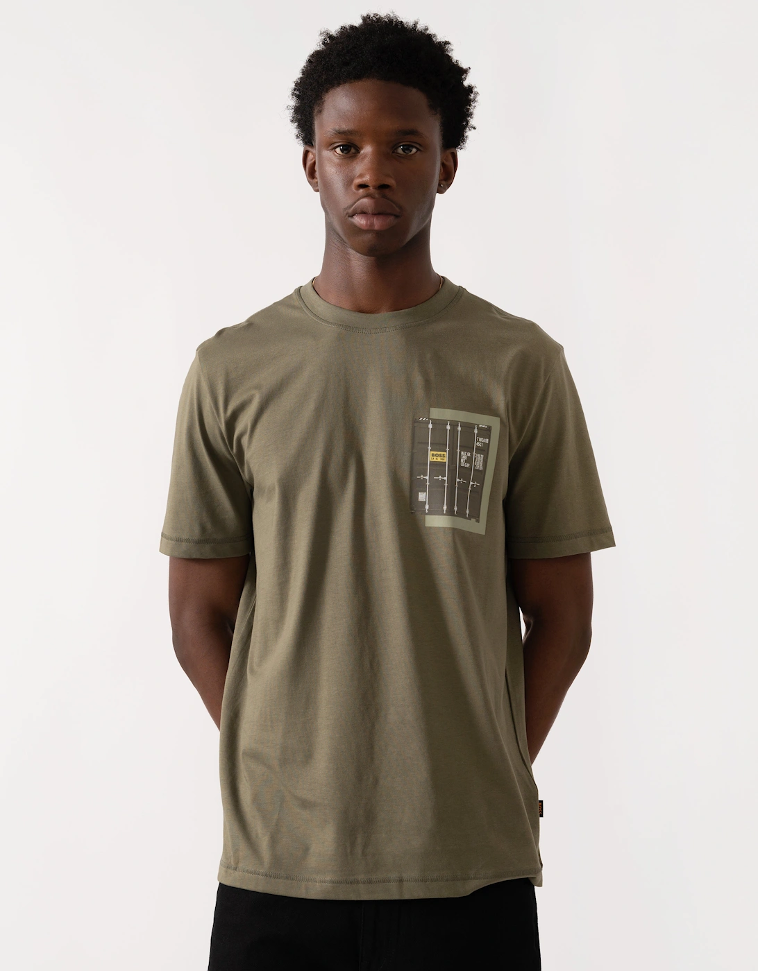 BOSS Orange Te Container Mens Graphic Print T-Shirt - Open Green 342, 2 of 1